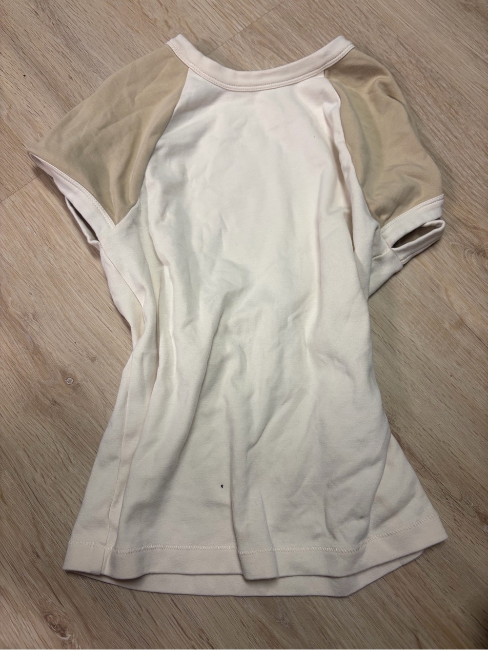 Madewell Cream Short Sleeve Tee with Tan Raglan Sleeves